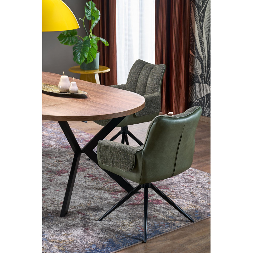 Stół okrągły rozkładany loft Peroni 100cm orzech / czarny Halmar