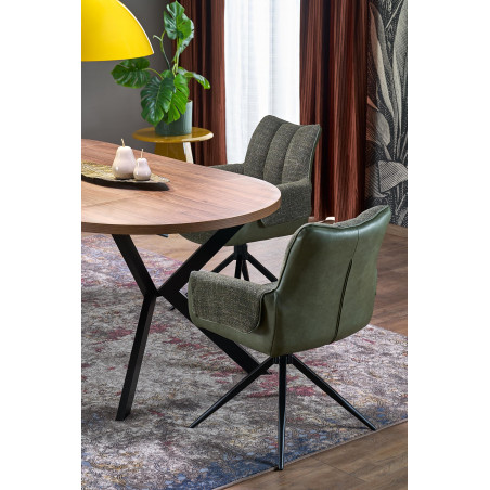 Stół okrągły rozkładany loft Peroni 100cm orzech / czarny Halmar