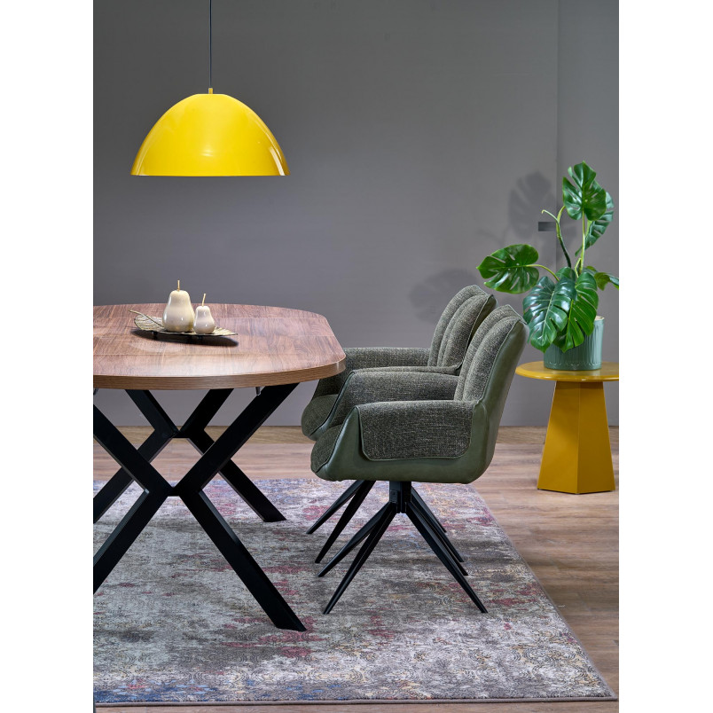 Stół okrągły rozkładany loft Peroni 100cm orzech / czarny Halmar