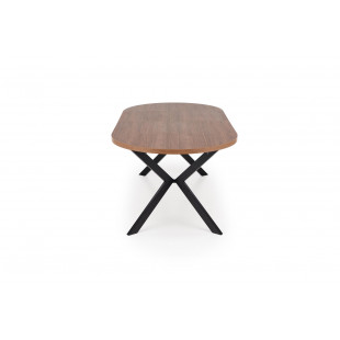Stół okrągły rozkładany loft Peroni 100cm orzech / czarny Halmar