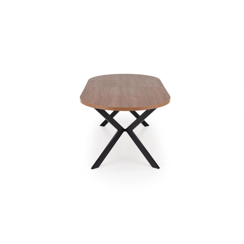 Stół okrągły rozkładany loft Peroni 100cm orzech / czarny Halmar