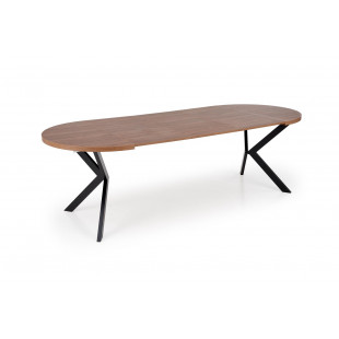 Stół okrągły rozkładany loft Peroni 100cm orzech / czarny Halmar
