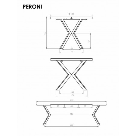 Stół okrągły rozkładany loft Peroni 100cm orzech / czarny Halmar