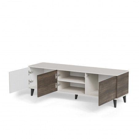 Szafka rvt na nóżkach Random II RTV-1 150x40cm kaszmir / orzech / czarny Halmar