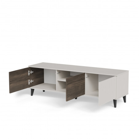 Szafka rvt na nóżkach Random II RTV-1 150x40cm kaszmir / orzech / czarny Halmar