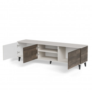 Szafka rtv na nóżkach Random II RTV-2 180x40cm kaszmir / orzech / czarny Halmar