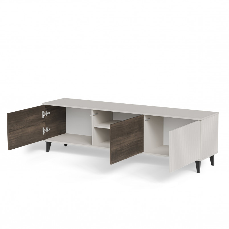 Szafka rtv na nóżkach Random II RTV-2 180x40cm kaszmir / orzech / czarny Halmar