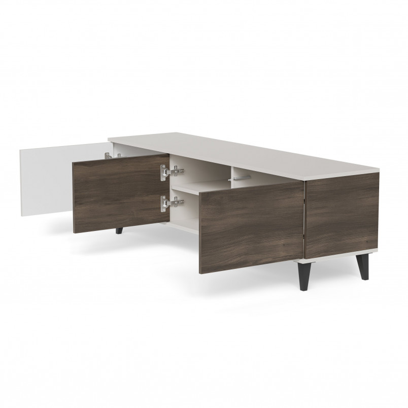 Szafka rvt na nóżkach Random II RTV-1 150x40cm kaszmir / orzech / czarny Halmar