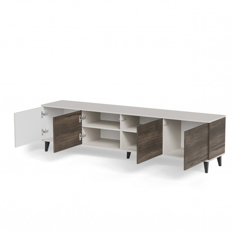 Szafka rtv na nóżkach Random II RTV-3 200x40cm kaszmir / orzech / czarny Halmar