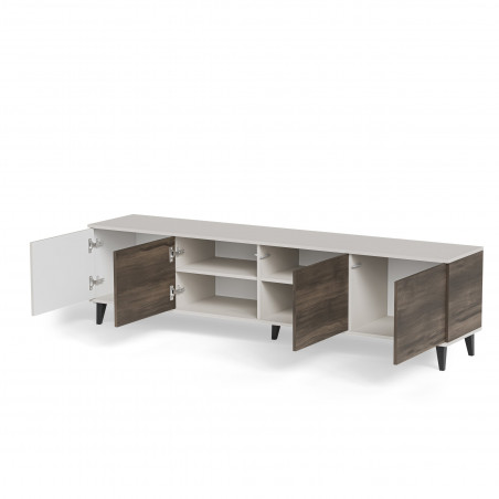 Szafka rtv na nóżkach Random II RTV-3 200x40cm kaszmir / orzech / czarny Halmar