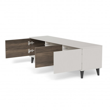 Szafka rvt na nóżkach Random II RTV-1 150x40cm kaszmir / orzech / czarny Halmar