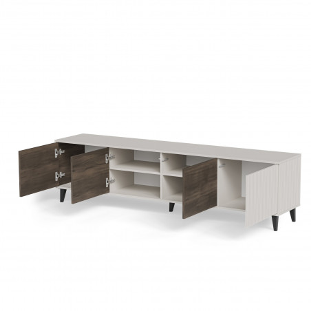 Szafka rtv na nóżkach Random II RTV-3 200x40cm kaszmir / orzech / czarny Halmar