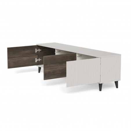 Szafka rtv na nóżkach Random II RTV-2 180x40cm kaszmir / orzech / czarny Halmar