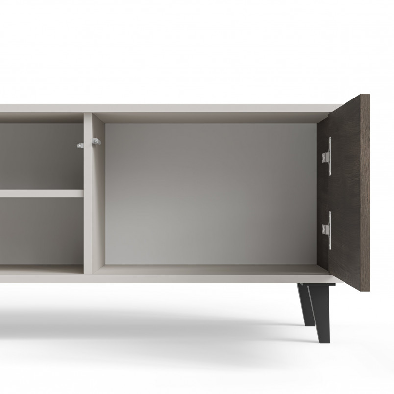 Szafka rvt na nóżkach Random II RTV-1 150x40cm kaszmir / orzech / czarny Halmar