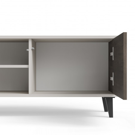 Szafka rvt na nóżkach Random II RTV-1 150x40cm kaszmir / orzech / czarny Halmar
