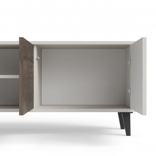 Szafka rvt na nóżkach Random II RTV-1 150x40cm kaszmir / orzech / czarny Halmar