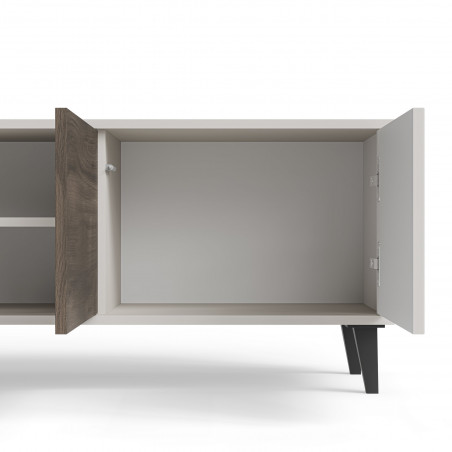 Szafka rvt na nóżkach Random II RTV-1 150x40cm kaszmir / orzech / czarny Halmar