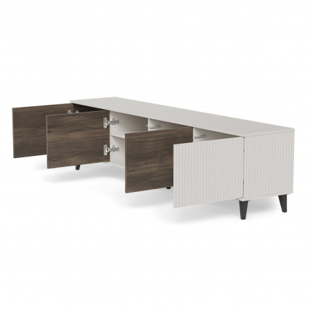 Szafka rtv na nóżkach Random II RTV-3 200x40cm kaszmir / orzech / czarny Halmar