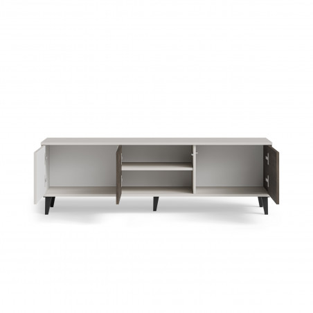 Szafka rvt na nóżkach Random II RTV-1 150x40cm kaszmir / orzech / czarny Halmar