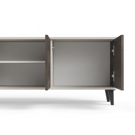 Szafka rtv na nóżkach Random II RTV-3 200x40cm kaszmir / orzech / czarny Halmar