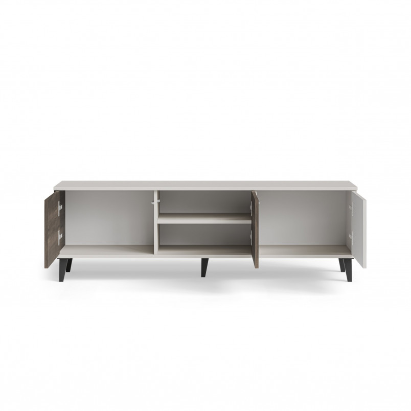 Szafka rvt na nóżkach Random II RTV-1 150x40cm kaszmir / orzech / czarny Halmar