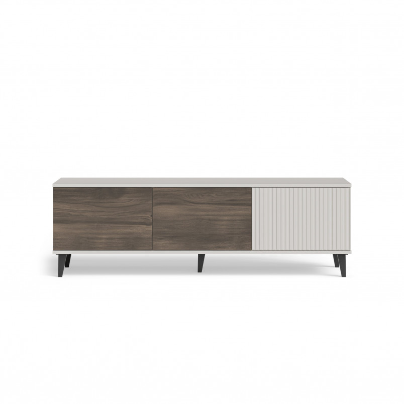 Szafka rvt na nóżkach Random II RTV-1 150x40cm kaszmir / orzech / czarny Halmar