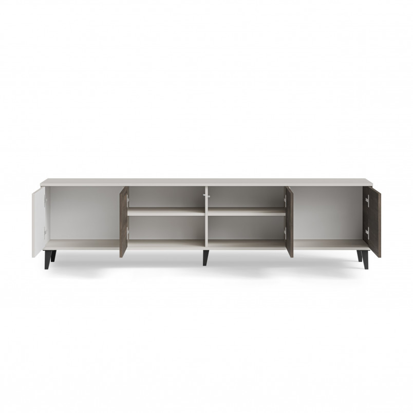 Szafka rtv na nóżkach Random II RTV-3 200x40cm kaszmir / orzech / czarny Halmar