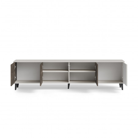Szafka rtv na nóżkach Random II RTV-3 200x40cm kaszmir / orzech / czarny Halmar