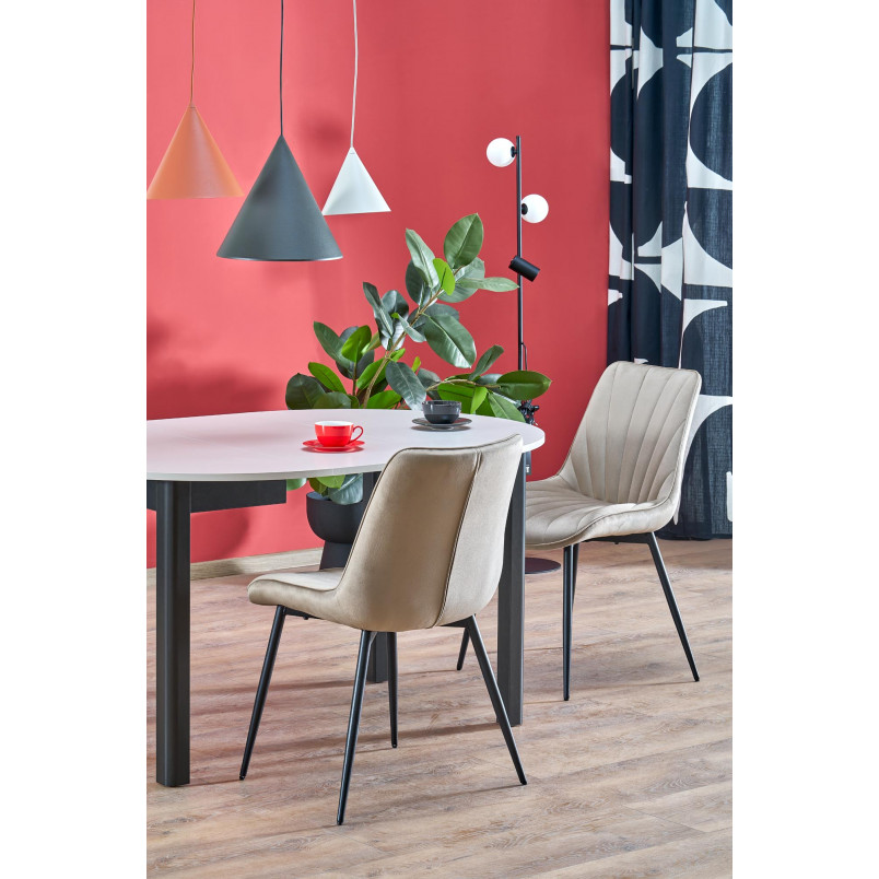 Stół okrągły rozkładany Ringo 102cm kaszmir / czarny Halmar