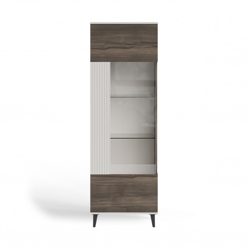 Regał stojący zamykany na nóżkach Random II W-1 182x60cm kaszmir / orzech / czarny Halmar