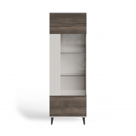 Regał stojący zamykany na nóżkach Random II W-1 182x60cm kaszmir / orzech / czarny Halmar