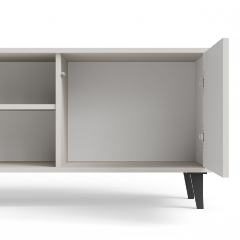 Szafka rtv z kominkiem Random II RTV-K 180x40cm kaszmir / orzech / czarny Halmar