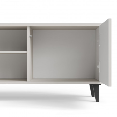 Szafka rtv z kominkiem Random II RTV-K 180x40cm kaszmir / orzech / czarny Halmar