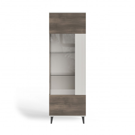 Regał stojący zamykany na nóżkach Random II W-1 182x60cm kaszmir / orzech / czarny Halmar