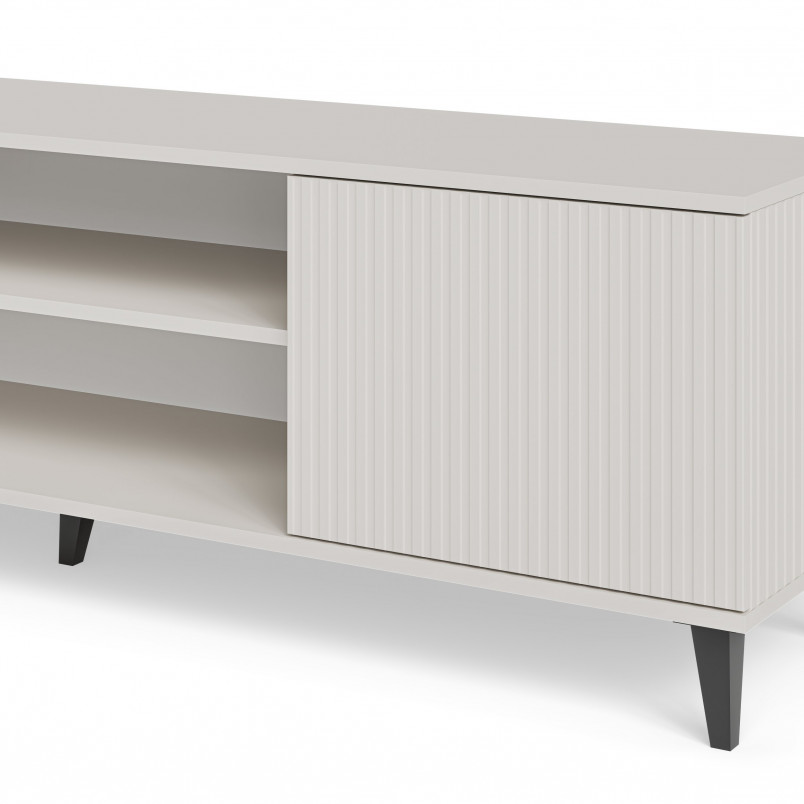 Szafka rtv z kominkiem Random II RTV-K 180x40cm kaszmir / orzech / czarny Halmar