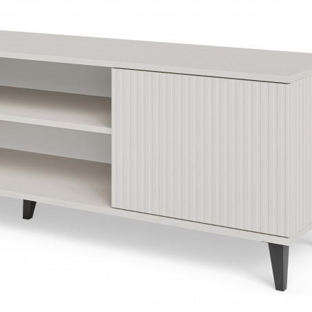 Szafka rtv z kominkiem Random II RTV-K 180x40cm kaszmir / orzech / czarny Halmar