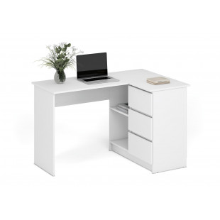 Biurko narożne z szufladami Bega 124cm białe Halmar