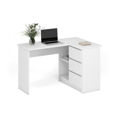 Biurko narożne z szufladami Bega 124cm białe Halmar