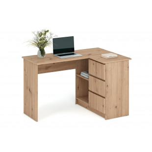 Biurko narożne z szufladami Bega 124cm dąb artisan Halmar