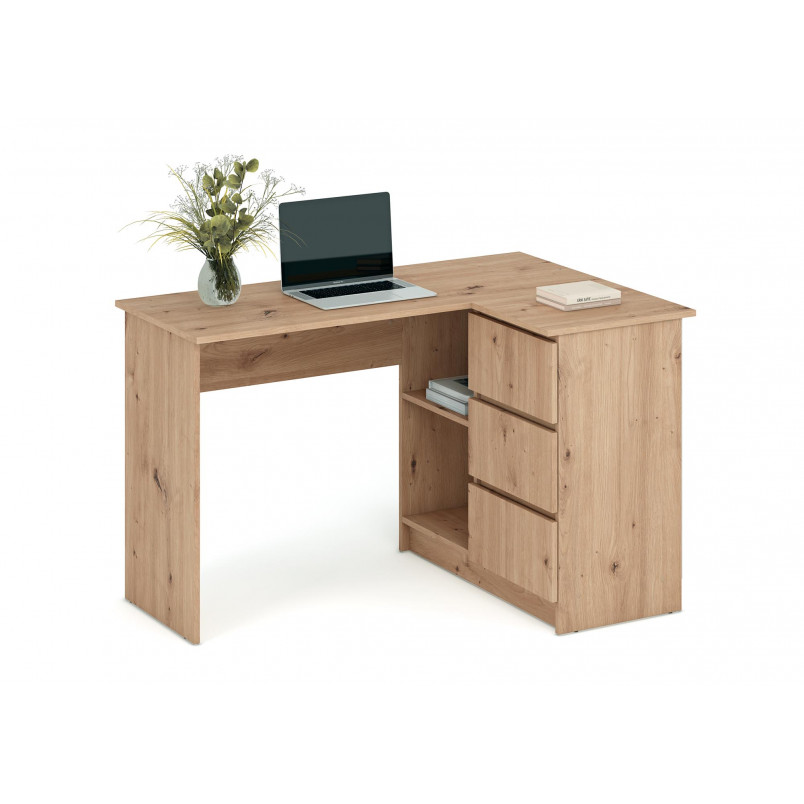 Biurko narożne z szufladami Bega 124cm dąb artisan Halmar