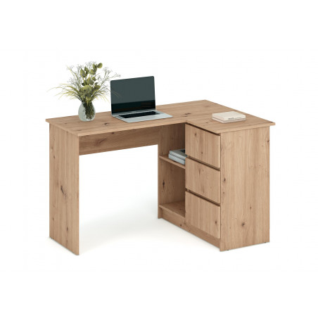 Biurko narożne z szufladami Bega 124cm dąb artisan Halmar