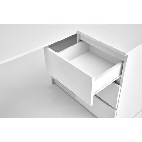 Biurko narożne z szufladami Bega 124cm białe Halmar