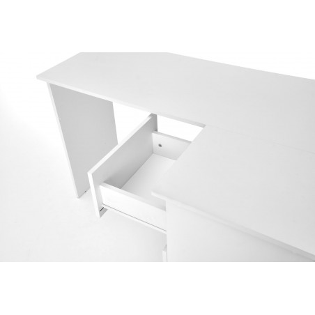 Biurko narożne z szufladami Bega 124cm białe Halmar