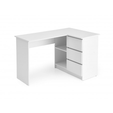 Biurko narożne z szufladami Bega 124cm białe Halmar