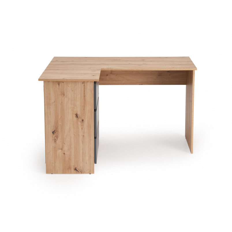 Biurko narożne z szufladami Bega 124cm dąb artisan / grafitowy Halmar