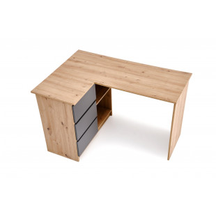 Biurko narożne z szufladami Bega 124cm dąb artisan / grafitowy Halmar