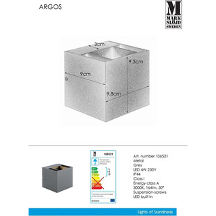 Kinkiet zewnętrzny Argos LED Ciemnoszary marki Markslojd