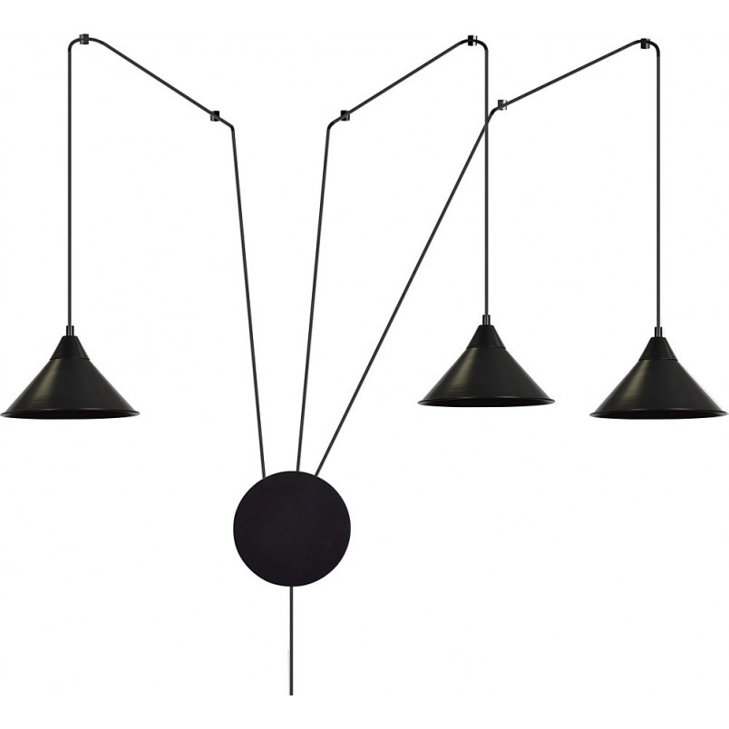 Lampa wisząca potrójna na wysięgniku Abramo III czarna marki Emibig