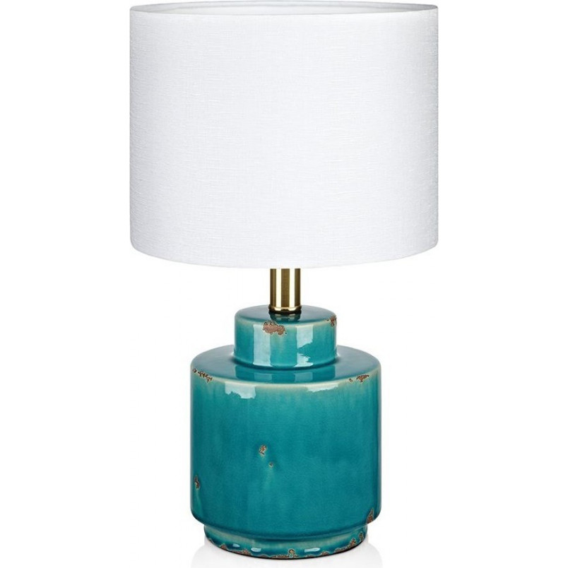Lampa stołowa ceramiczna z abażurem Cous 24 Antyczna Niebieska/Biała marki Markslojd