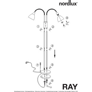 Lampa podłogowa podwójna Ray Ściemniana Czarna marki Nordlux